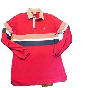 Flying Scotsman Shirt Mens Medium Rugby Red Stripe Vintage Made In Usa